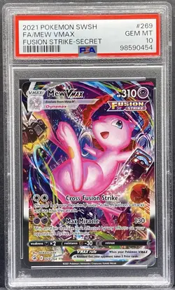 2021 POKEMON SWORD & SHIELD FUSION STRIKE SECRET #269 FULL ART/MEW VMAX PSA 10 - Image 1