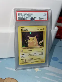 2016 Pokemon XY Evolutions Pikachu #35 Cracked Ice Holo PSA 9 - Image 1