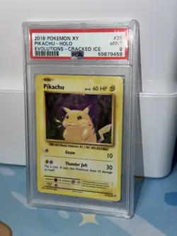 2016 Pokemon XY Evolutions Pikachu #35 Cracked Ice Holo PSA 9 - Image 2