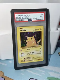 2016 Pokemon XY Evolutions Pikachu #35 Cracked Ice Holo PSA 9 - Image 4