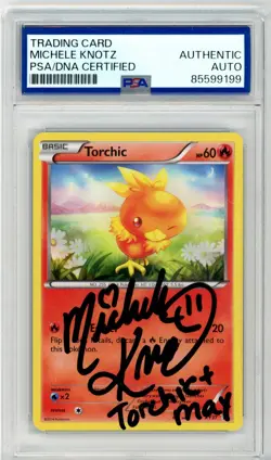 PSA Signed Michele Knotz Pokemon Trading Card Game Torchic XY37 XY Holo Rare - Image 1