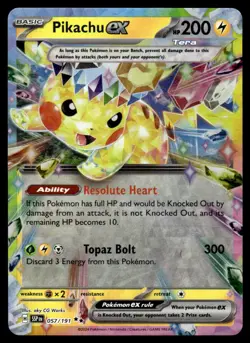 Pokemon TCG SV08: Surging Sparks #057/191 Pikachu ex - Image 1