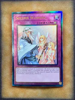 Yugioh Solemn Warning RA02-EN078 Prismatic Ultimate Rare 1st Ed NM - Image 1
