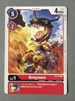 Digimon TCG * Greymon ST1-07 Uncommon * Gaia Red * NM Card - Image 1