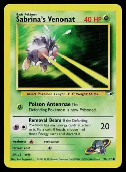 Pokemon Card Gym Heroes Sabrina's Venonat 96/132 Unlimited Common - Image 1