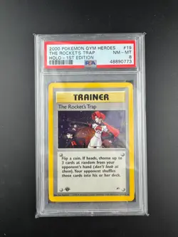 2000 Pokemon Gym Heroes Trainer The Rockets Trap-HOLO 1st edition PSA 8 - Image 1