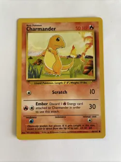 Pokemon TCG Charmander Base Set 46/102 Regular Unlimited Common Card VG - Image 1