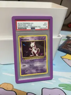 2016 Pokemon XY Evolutions Mewtwo Holo Cracked Ice PSA 9 Mint - Image 1