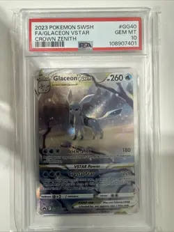 2023 POKEMON SWORD & SHIELD CROWN ZENITH #GG40 FULL ART/GLACEON VSTAR PSA 10 - Image 1
