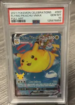 2021 POKEMON CELEBRATIONS #007 FULL ART/FLYING PIKACHU VMAX PSA 10 - Image 1
