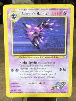 Pokemon Sabrina's Haunter 058/132 Gym Heroes Unlimited English - HP - Image 1