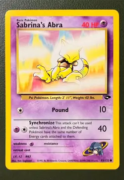 Pokemon TCG Sabrina's Abra 93/132 Gym Challenge GYM2 LP - Image 1