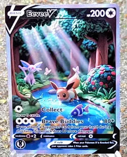 Pokemon Eevee GX Evolution Claymation Anima Waifu Doujin ACG DIY Art Card Holo - Image 1