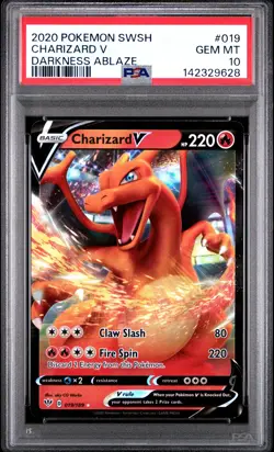 2020 Pokemon Darkness Ablaze Charizard V #019 PSA 10 GEM MT - Image 1