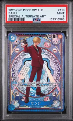 2025 ONE PIECE OP11-A FIST OF DIVINE SPEED #119 SANJI SPECIAL ALT ART SP PSA 9 - Image 1