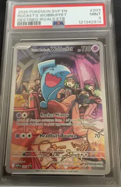 Pokemon TCG Team Rockets Wobbuffet ETB Promo Card 203 PSA 9 - Image 1