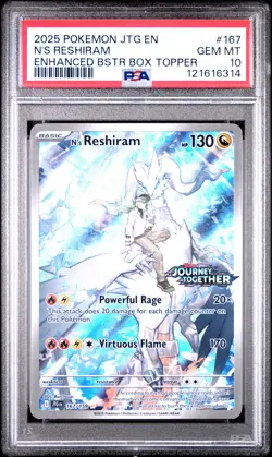 2025 POKEMON JTG EN-JOURNEY TOGETHER #167 N'S RESHIRAM PSA 10 - Image 1