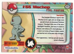 1999 TOPPS POKEMON - # 66 MACHOP - BLACK LOGO - TV ANIMATION- LOOK !! - Image 2