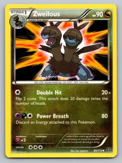 Zweilous 85/114 Uncommon Steam Siege Pokemon Lightly Played - Image 1