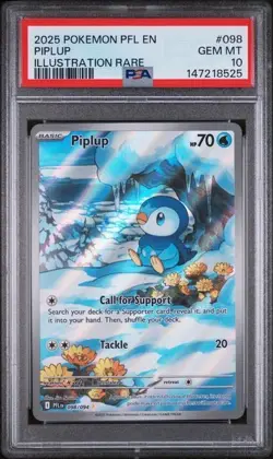 2025 POKEMON PFL EN-PHANTASMAL FLAMES ILLUSTRATION RARE #098 PIPLUP PSA 10 - Image 1