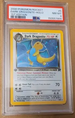 2000 Pokemon Team Rocket Dark Dragonite 1st Edition Holo #5 NM-MT PSA 8 - Image 1