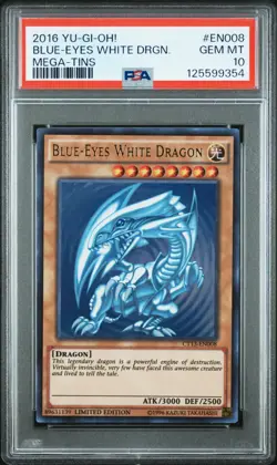2016 Yu-Gi-Oh CT13-EN008 Mega-Tins Blue-Eyes White Dragon PSA 10 pop 48 - Image 1