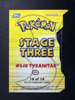 Pokemon Tyranitar 18/18 Johto League Champions Embossed Die Cut TOPPS CARD - Image 2