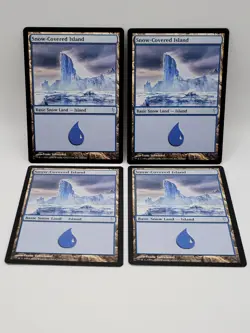 MTG Snow-Covered Island x4 LP Coldsnap Basic Snow Land Playset Magic Cards - Image 1