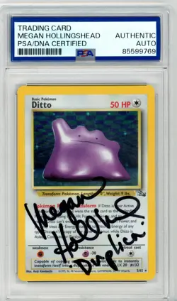 PSA Signed Megan Hollingshead Pokemon Trading Card Game Ditto 3/62 Fossil Holo - Image 1
