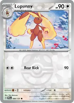 Lopunny 084/131 Master Ball Holo Prismatic Evolutions Pokemon Card NM - Image 1