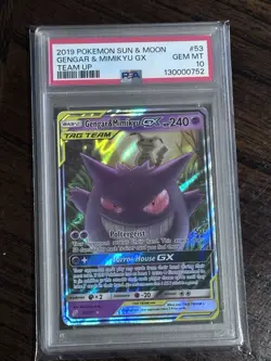 2019 Pokemon Sun & Moon Team Up #53 Gengar & Mimikyu GX PSA 10 GEM MINT - Image 1