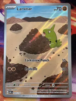 Pokemon Larvitar 203/197 Obsidian Flames Scarlet & Violet Illustration Rare VLP - Image 1