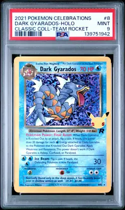 2021 Pokemon Celebrations Classic Collection Dark Gyarados 8 PSA 9 - Image 1