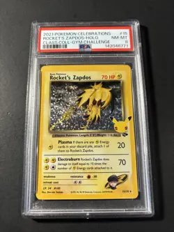 2021 Pokemon Celebrations #15 Rockets Zapdos Classic Coll. PSA 8 Fresh Grade - Image 1