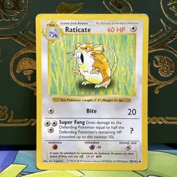 RATICATE 40/102 UNCOMMON BASE SET SHADOWLESS POKEMON MP - Image 1