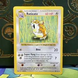 RATICATE 40/102 UNCOMMON BASE SET SHADOWLESS POKEMON MP - Image 3