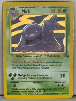 1999 Pokemon TCG Muk 13/62 Fossil Set Unlimited Edition Holo Foil Rare Card USED - Image 2