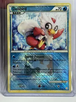 Delibird 39/123 HeartGold SoulSilver Pokemon Card Reverse Holo League Promo - Nm - Image 1