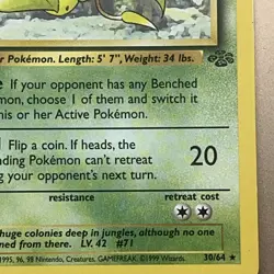 Victreebel Pokemon Card 32/130 Base Set 2 Non Holo Rare Unlimited Vintage - Image 4