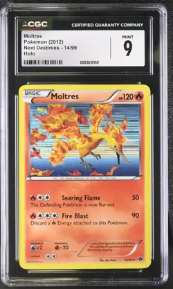 CGC 9 MINT Moltres 2012 Next Destinies 14/99 Holo Pokemon Card - Image 1