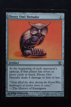 Magic The Gathering MTG EBONY OWL NETSUKE Saviors of Kamigawa MP Played - Image 1