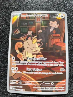 Pokemon Team Rocket's Meowth Illustration Rare 203/182 Sv10: Destined Rivals NM - Image 1