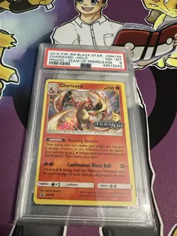 2019 Pokemon Black Star Promo Charizard Holo team Up Prerelease Sm158 PSA 8 - Image 1