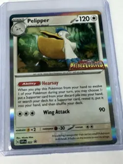 Pokemon TCG Pelipper Paldea Evolves 022 Black Star Promo Rare NM - Image 1