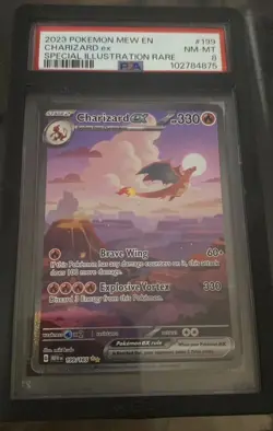 2023 Pokemon Charizard ex 199/165 Scarlet & Violet 151 SIR Holo PSA 8 - Image 1