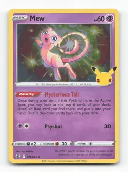 Pokemon TCG - Mew 011/025 Near Mint Holo Rare Celebrations - Image 1