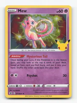 Pokemon TCG - Mew 011/025 Near Mint Holo Rare Celebrations - Image 1