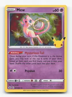 Pokemon TCG - Mew 011/025 Near Mint Holo Rare Celebrations - Image 1