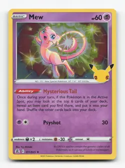 Pokemon TCG - Mew 011/025 Near Mint Holo Rare Celebrations - Image 1