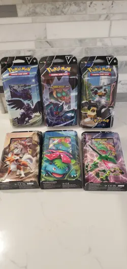 6 Pokemon TCG Battle V Decks Lot Factory Sealed Venusaur Rayquaza Lycanroc - Image 1